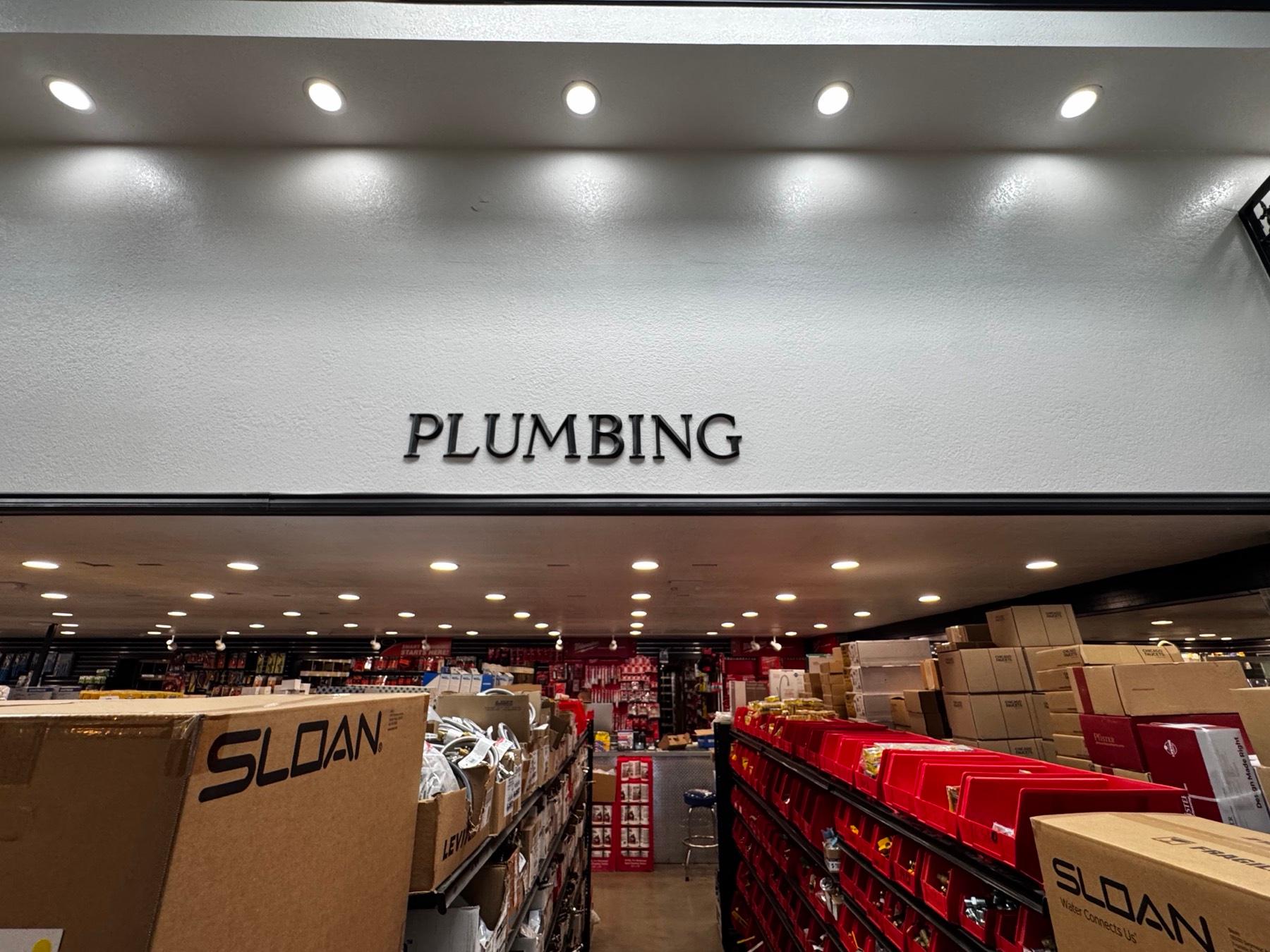 The plumbing department inside Fresno Distributing