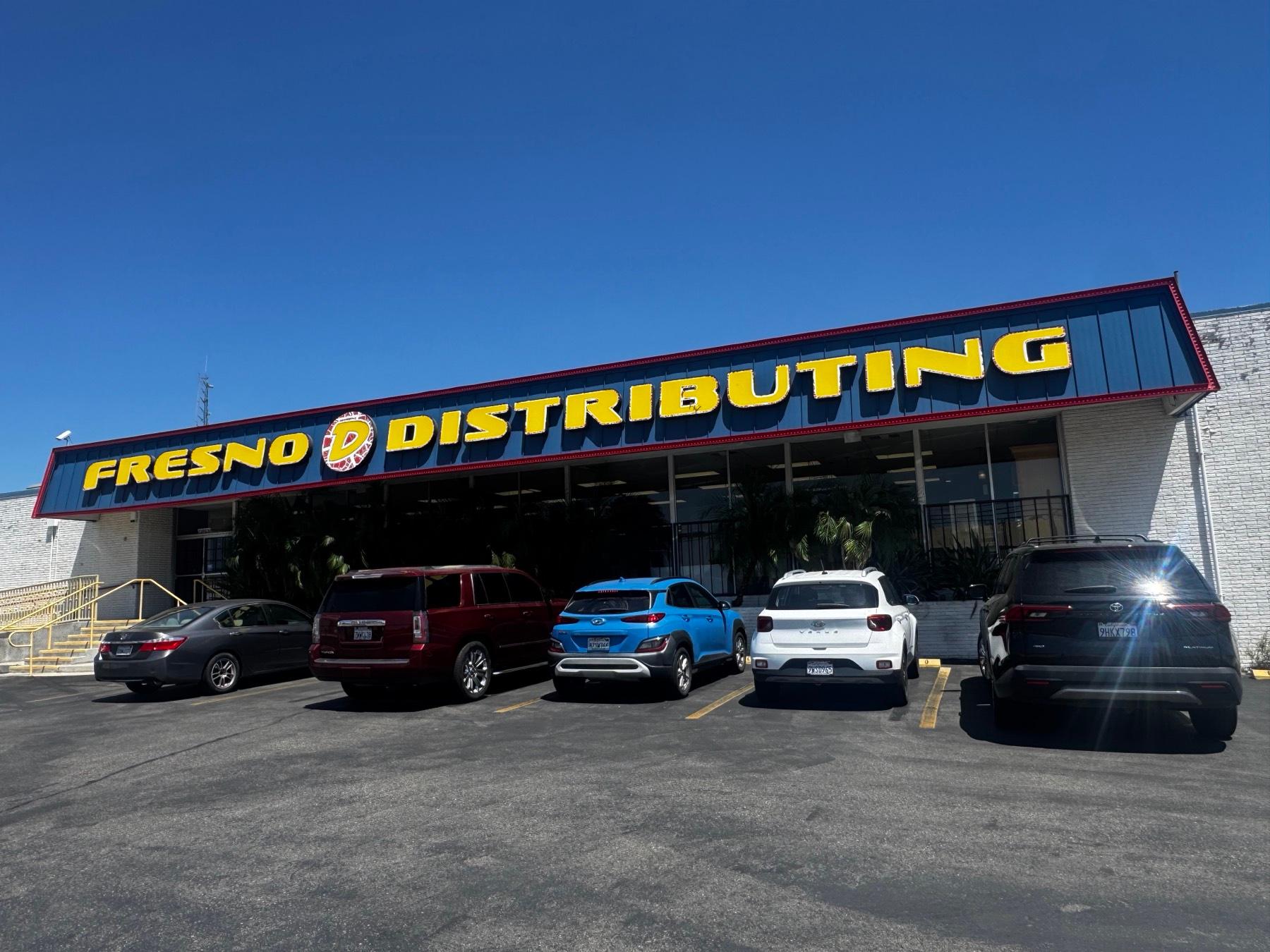 The Fresno Distributing storefront on a sunny day